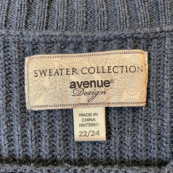 Avenue Design Sweater Collection Blue Ribbed 3/4 Sleeve 22/24 Sweater - Picture 8 of 10
